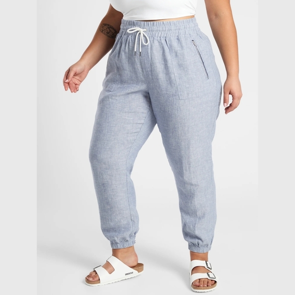 Athleta Pants - 20 Athleta Cabo Linen Jogger Pants in Chambray Blue